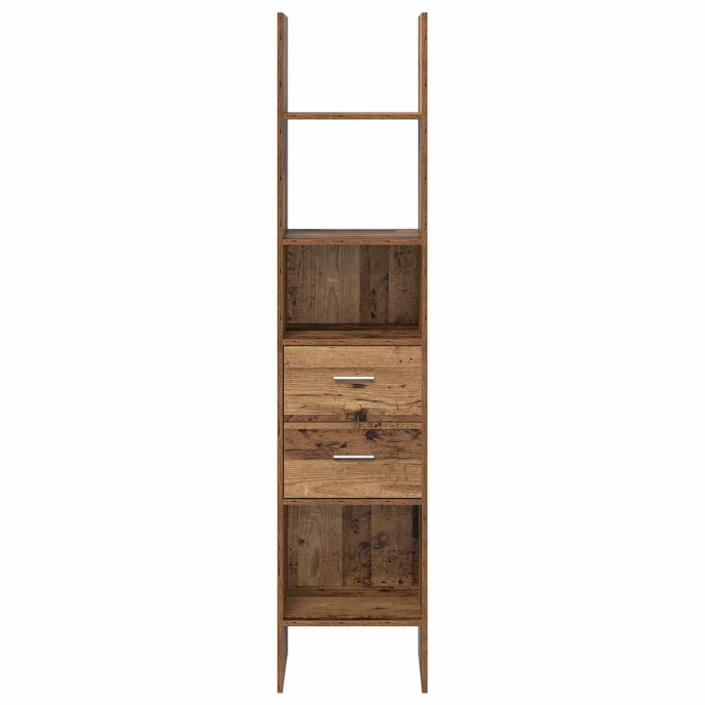 Knihovna 2 Úrovní 40 X 35 X 180 Cm Kompozitní Dřevo Staré Dřevo
