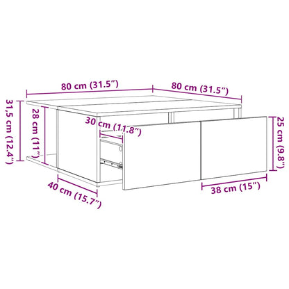 Konferenční Stolek Staré Dřevo 80 X 80 X 31 Cm Kompozitní Dřevo