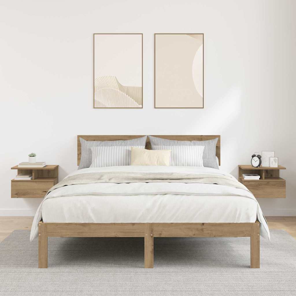 Závěsný Noční Stolek 2 Ks Artisanový Dub 40 X 31 X 28 Cm