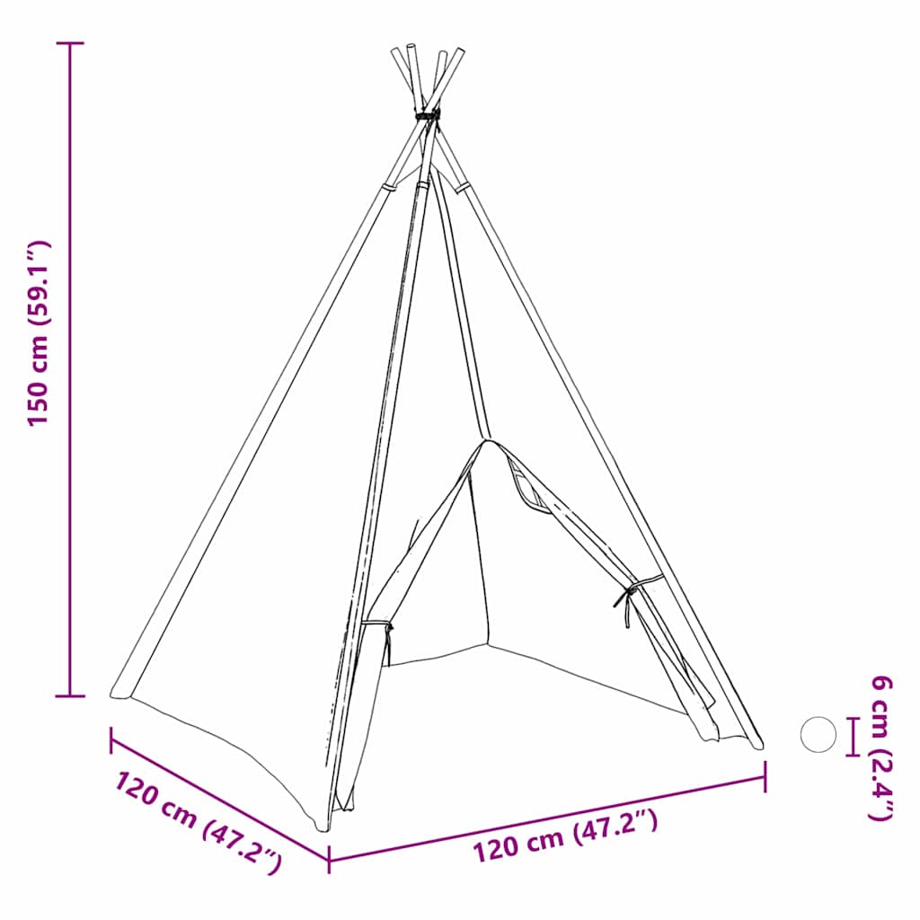Teepee Stan Bílá 120 X 120 X 150 Cm Textil A Plast