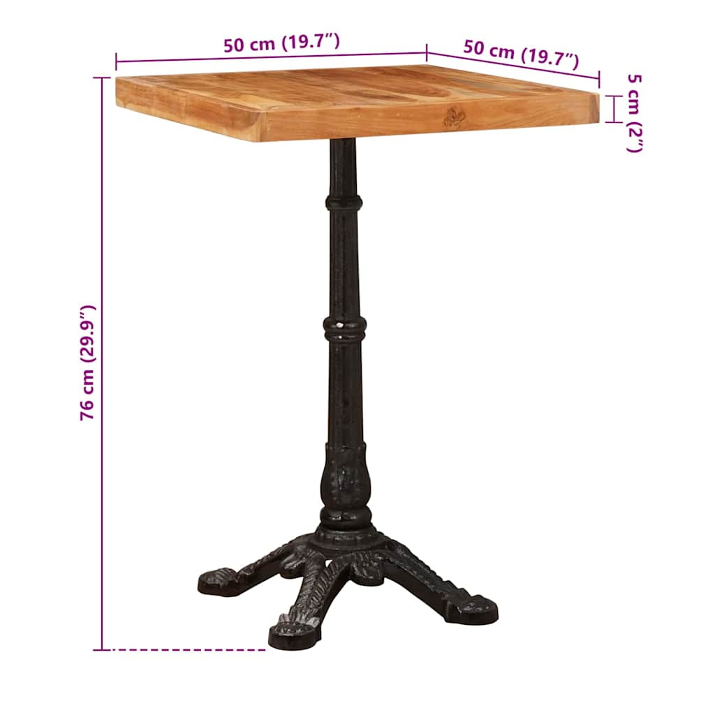 Bistro Stolek Hnědá 50 X 50 X 76 Cm Masivní Akátové Dřevo