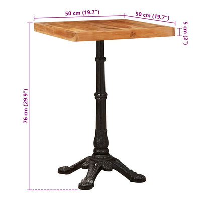 Bistro Stolek Hnědá 50 X 50 X 76 Cm Masivní Akátové Dřevo
