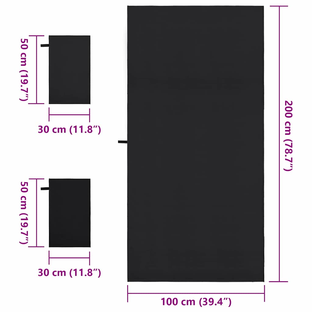 Sada Sportovních Ručníků 3 Ks 210 X 100 Cm