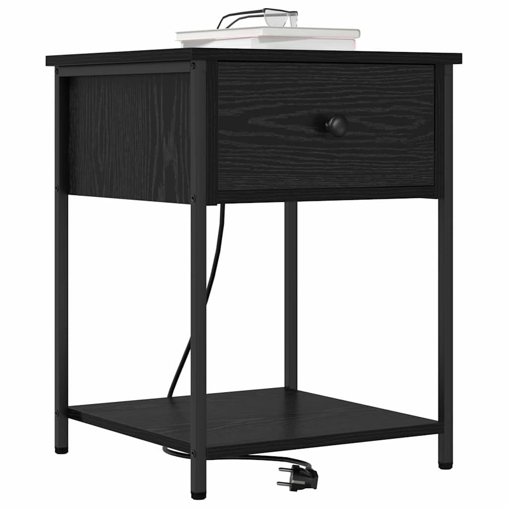 Noční Skříňka 2 Ks Černý Dub 42 X 41 X 56 Cm Kompozitní Dřevo