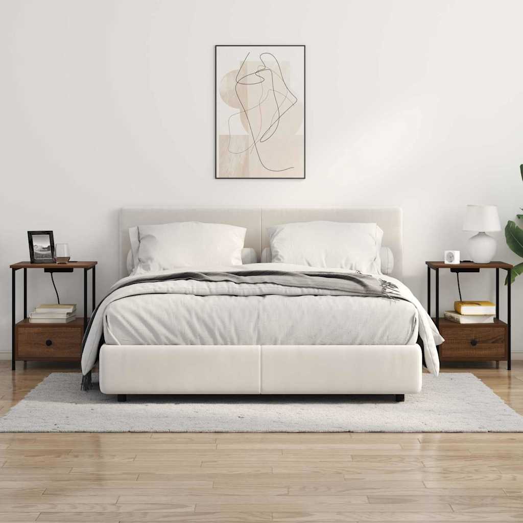Noční Skříňka 2 Ks Hnědý Dub 42 X 41 X 56 Cm Kompozitní Dřevo