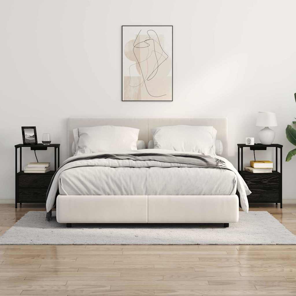 Noční Skříňka 2 Ks Černý Dub 40 X 31 X 60 Cm Kompozitní Dřevo