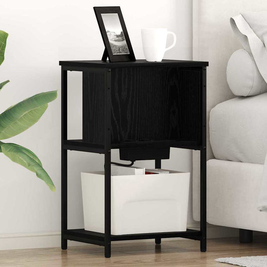 Noční Skříňka 2 Ks Černý Dub 38 X 31 X 61 Cm Kompozitní Dřevo