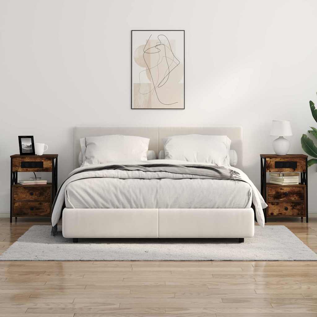 Noční Skříňka 2 Ks Kouřový Dub 40 X 31 X 60 Cm Kompozitní Dřevo
