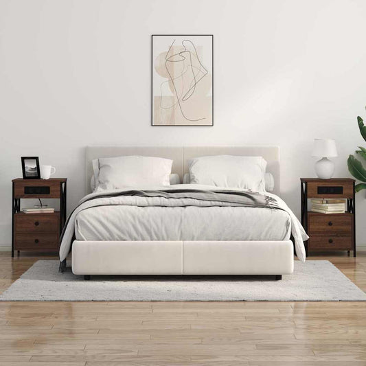 Noční Skříňka 2 Ks Hnědý Dub 40 X 31 X 60 Cm Kompozitní Dřevo