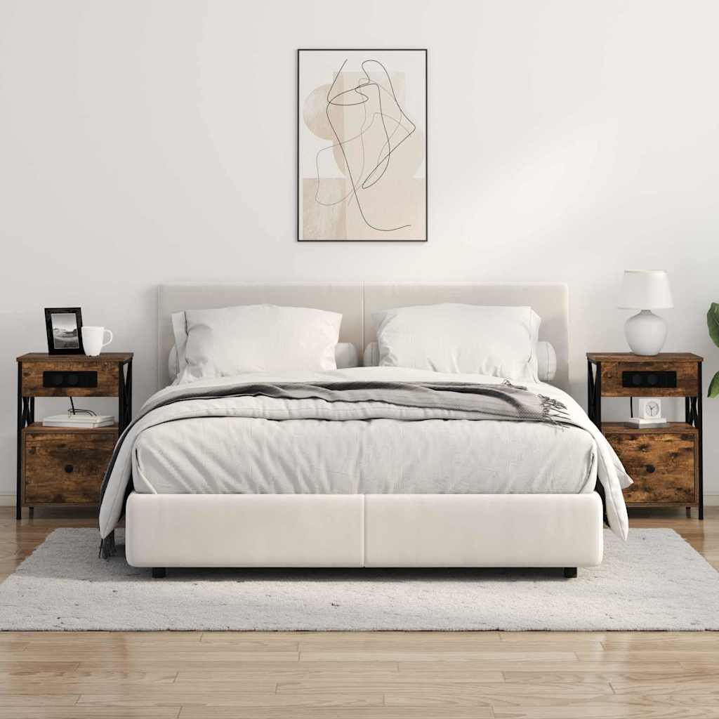 Noční Skříňka 2 Ks Kouřový Dub 40 X 31 X 60 Cm Kompozitní Dřevo