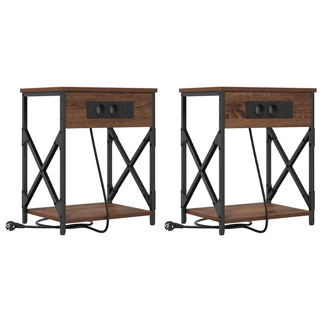 Noční Skříňka 2 Ks Hnědý Dub 41 X 31 X 51 Cm Kompozitní Dřevo