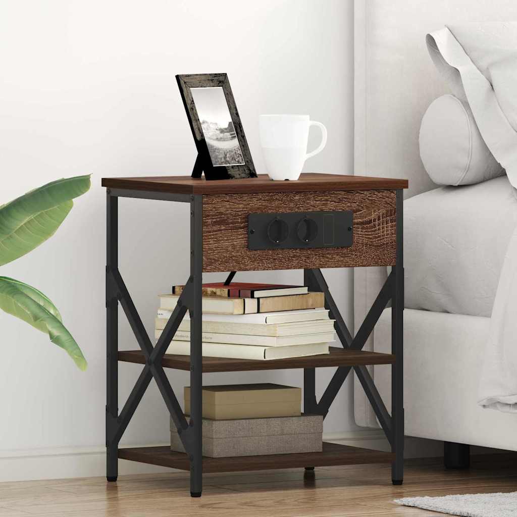 Noční Skříňka Hnědý Dub 41 X 31 X 51 Cm Kompozitní Dřevo