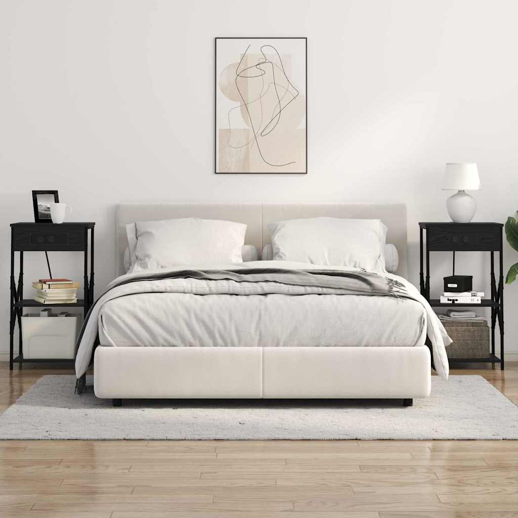 Noční Skříňka 2 Ks Černý Dub 41 X 31 X 76 Cm Kompozitní Dřevo