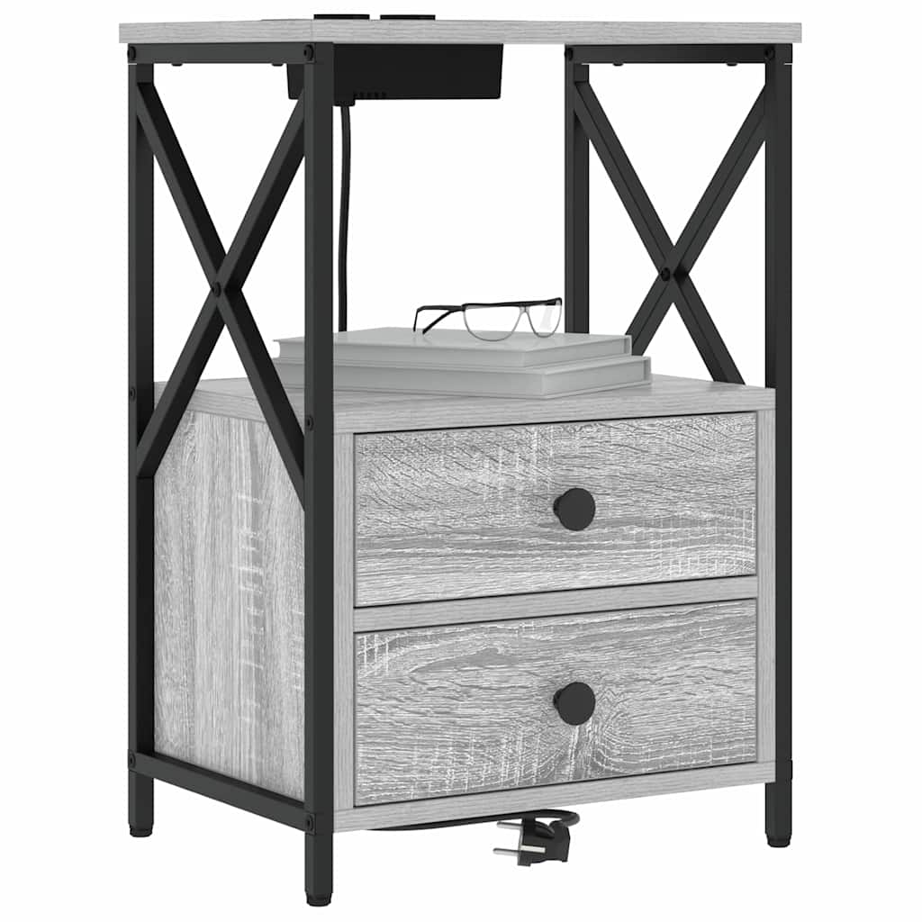 Noční Skříňka Šedá Sonoma 40 X 31 X 60 Cm Kompozitní Dřevo