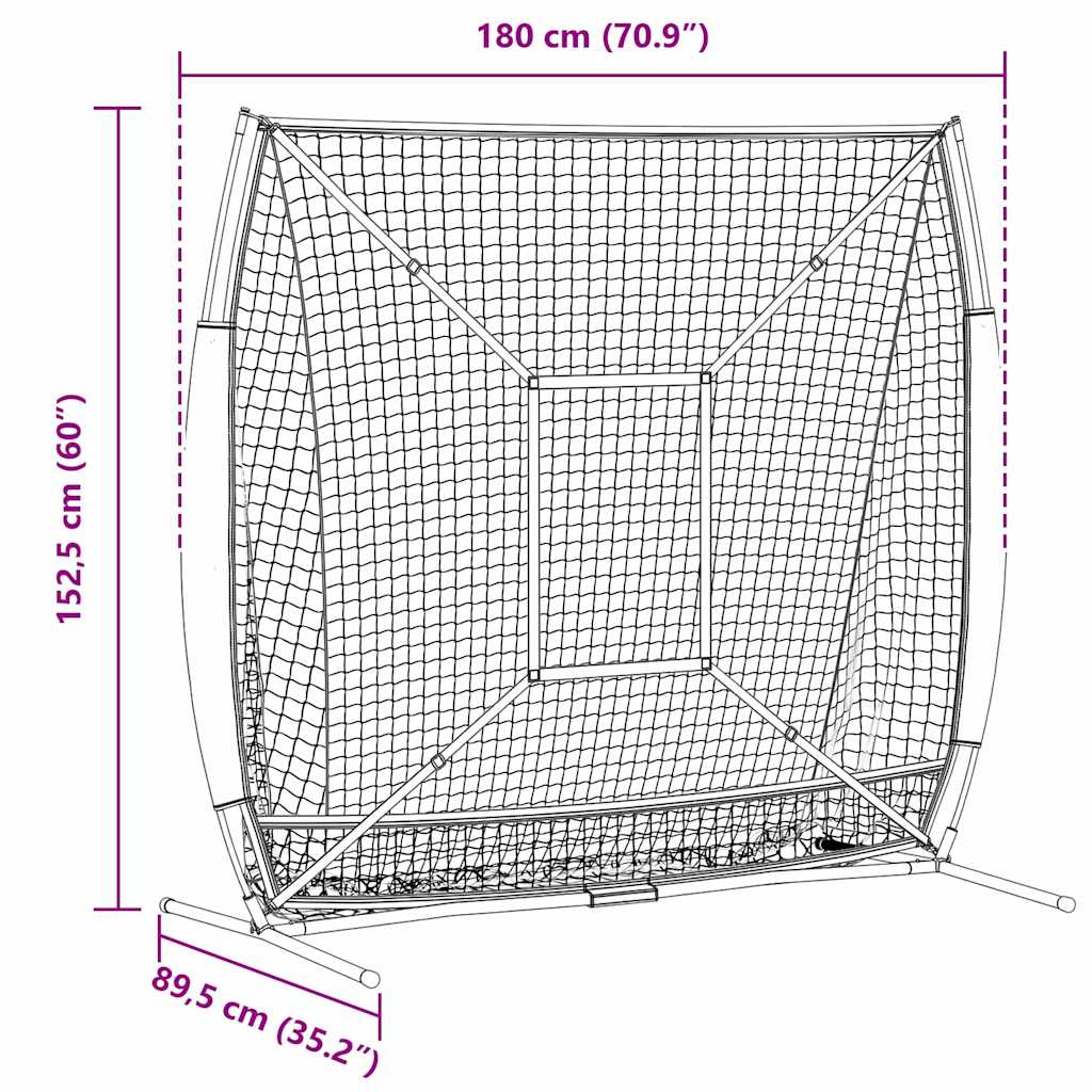 Síť Na Trénink Baseballu 180 X 89,5 X 152,5 Cm