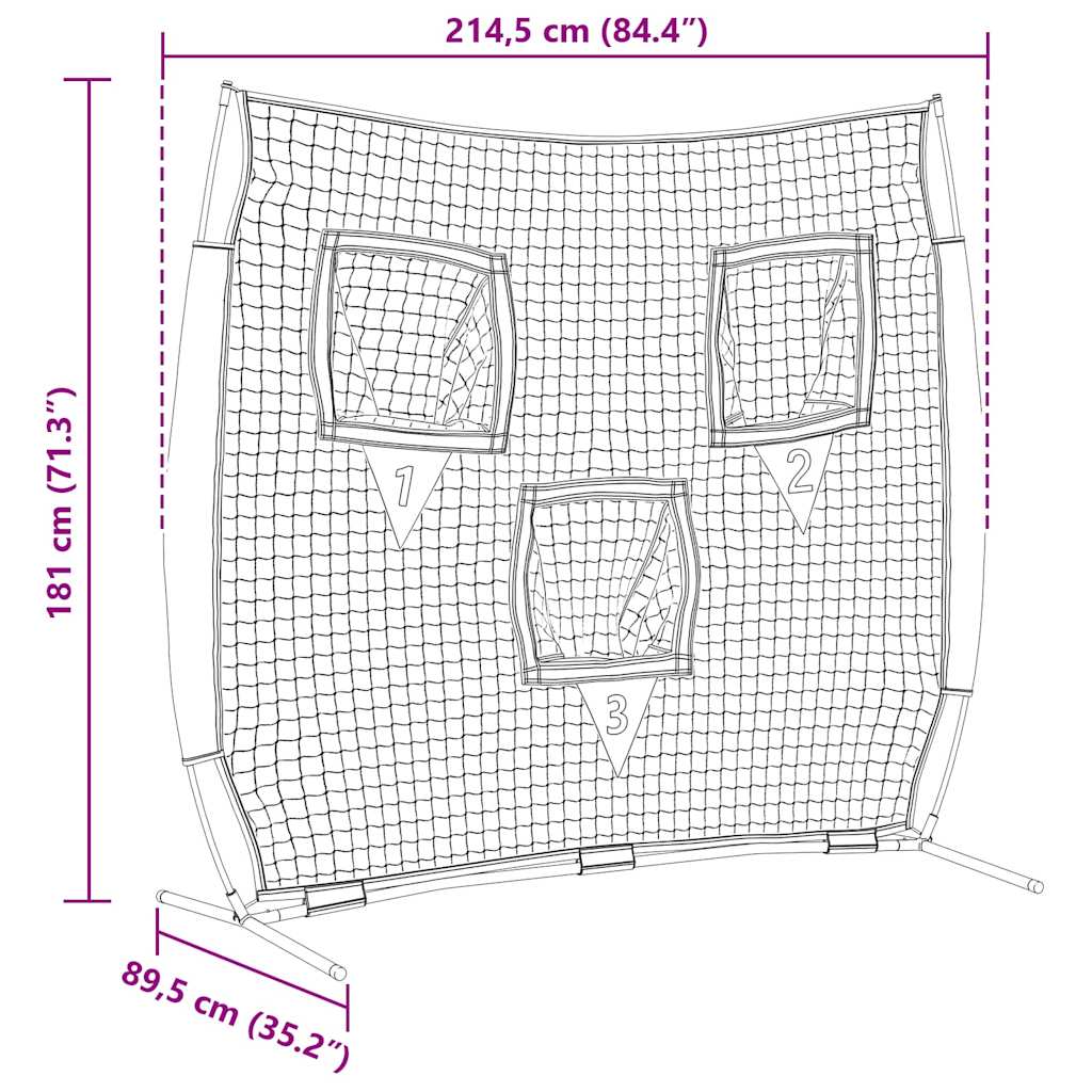 Síť Na Trénink Baseballu Černá 214,5 X 89,5 X 181 Cm Polyester