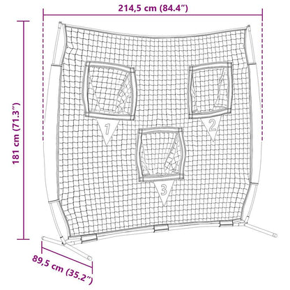 Síť Na Trénink Baseballu Černá 214,5 X 89,5 X 181 Cm Polyester