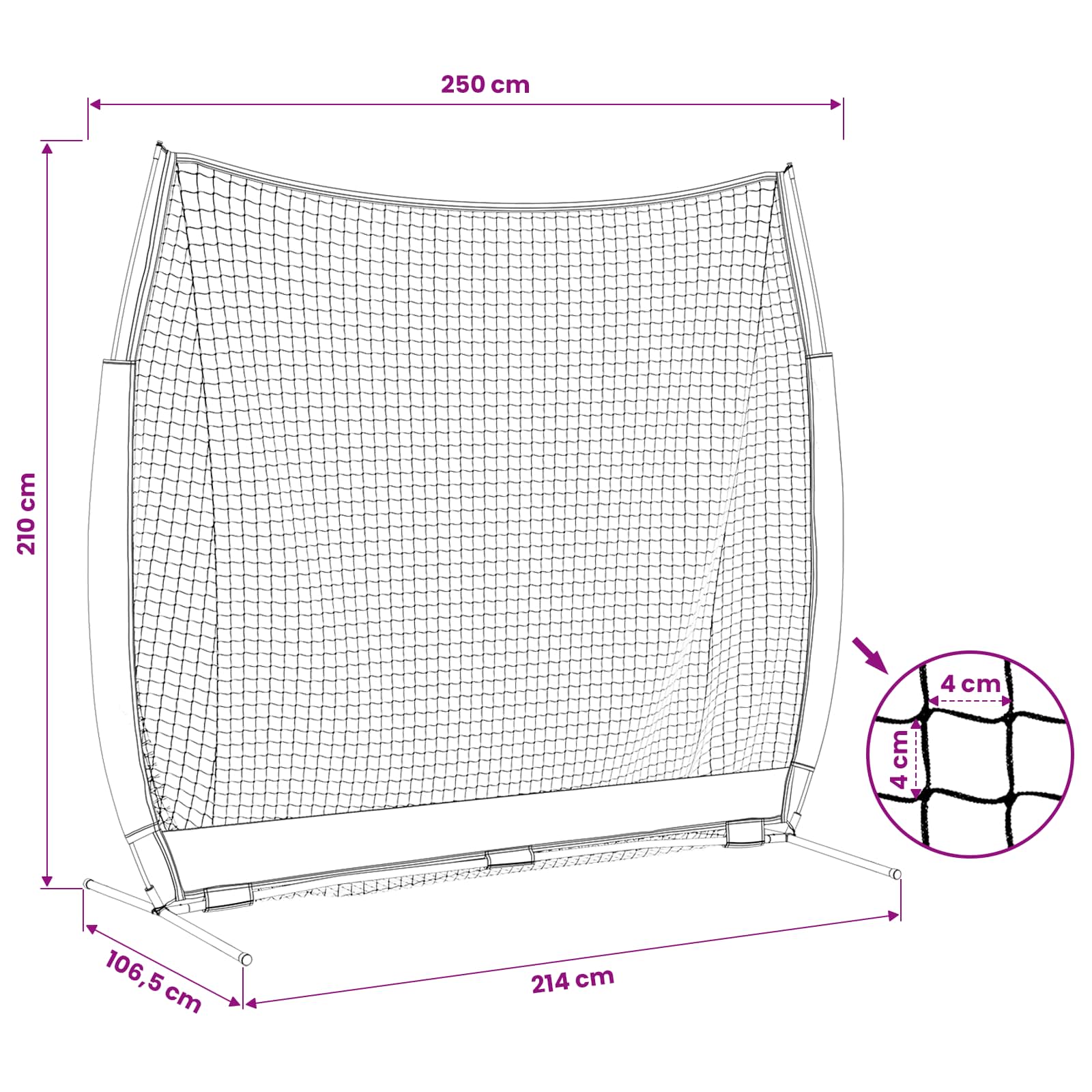 Síť Na Trénink Baseballu Černá 250 X 106,5 X 210 Cm Polyester