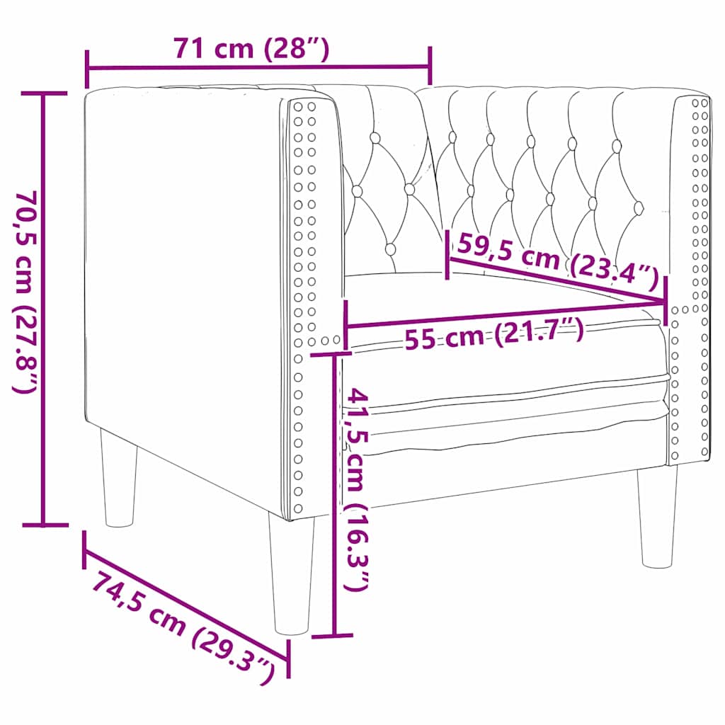 Pohovka 74,5 X 71 X 70,5 Cm Samet