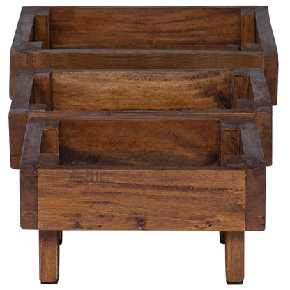 Stojan Na Rostliny 3 Ks Hnědá 35 X 35 X 12 Cm Mahagonové Dřevo