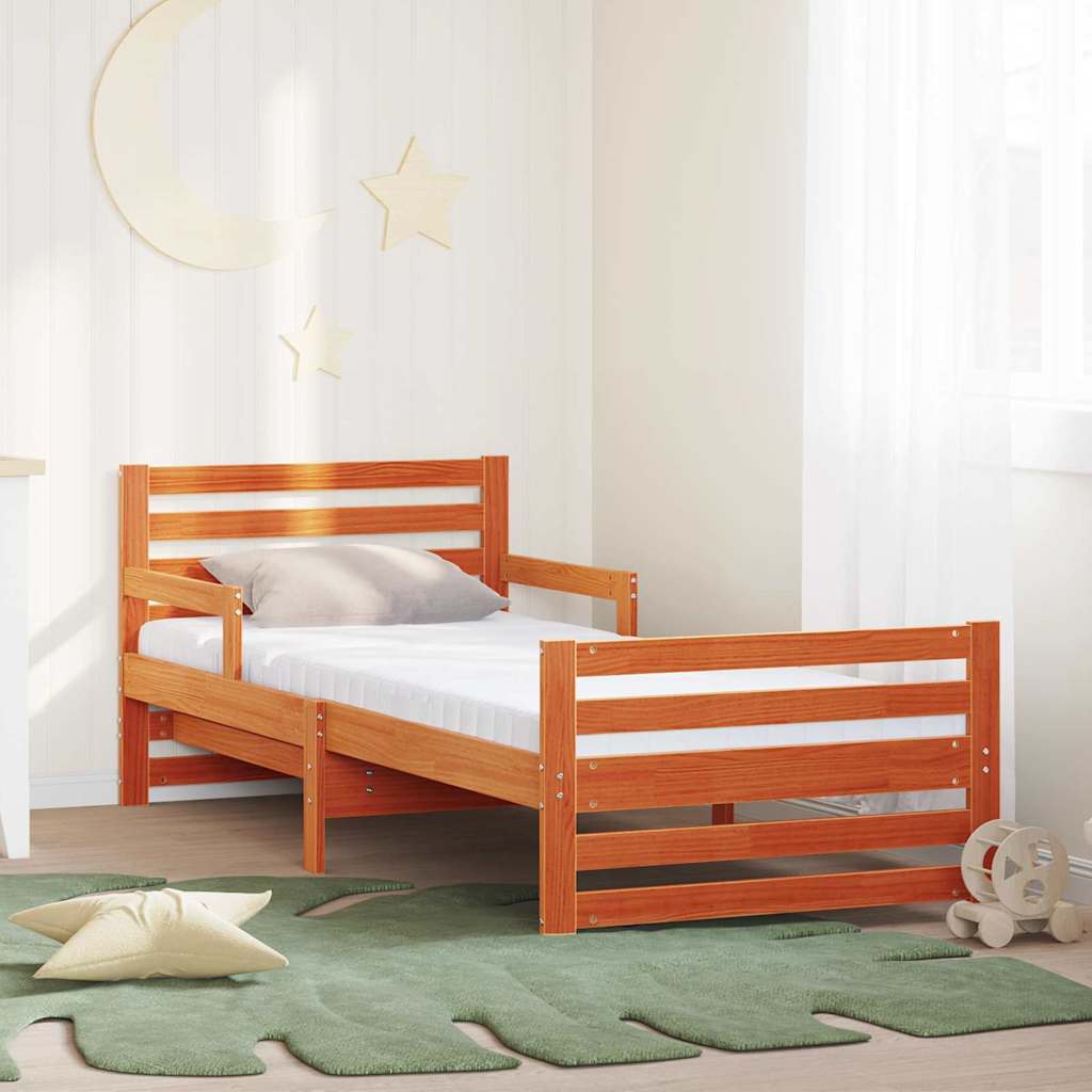 Rám Postele S Rozšiřitelnou Matrací S Čelo Hnědá 80 X 200 Cm