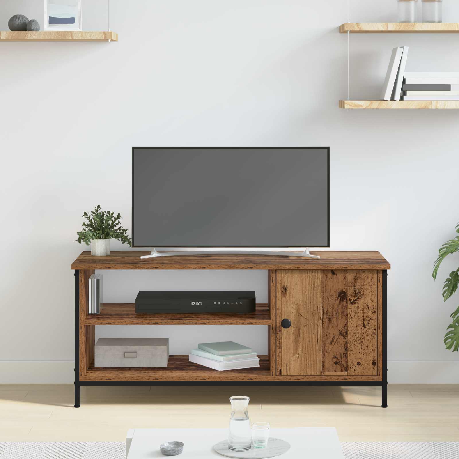 Televizní Skříň 100 X 40 X 45 Cm Staré Dřevo Kompozitní Dřevo