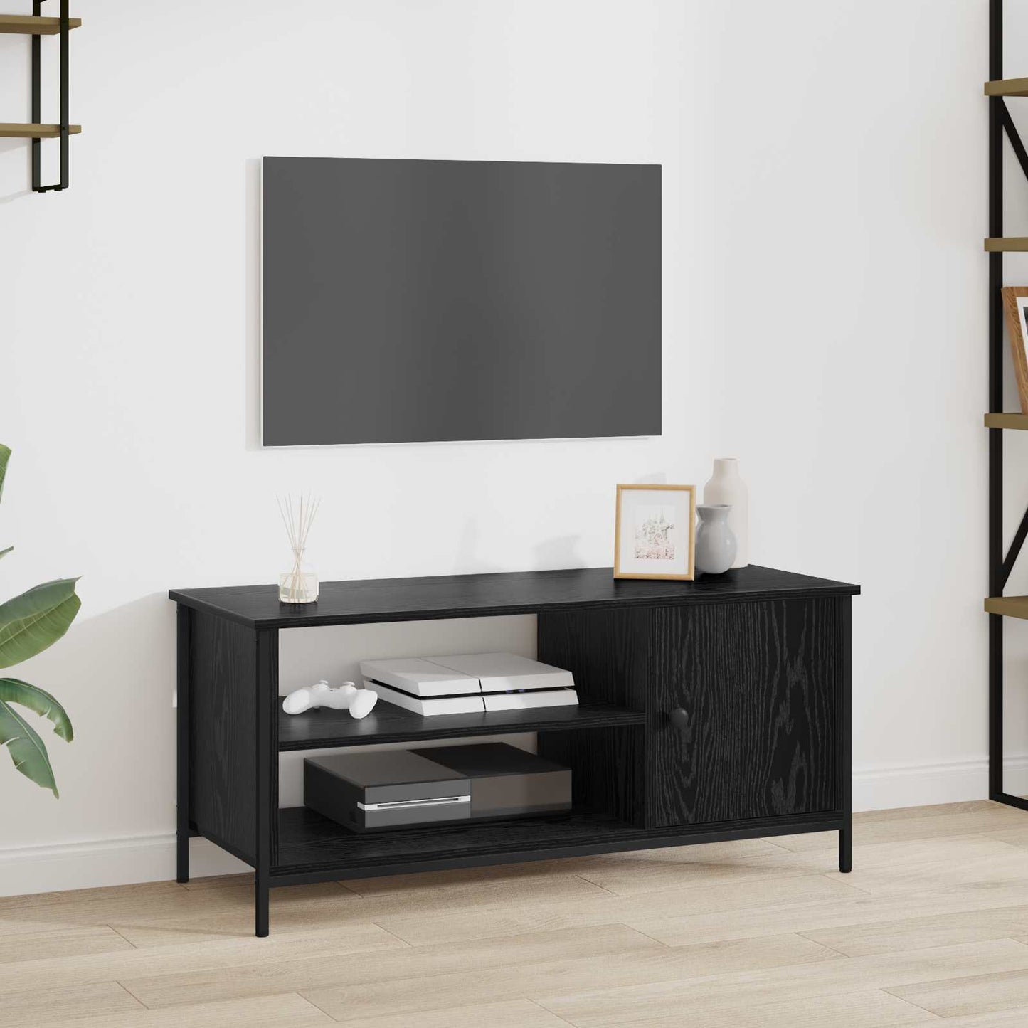 Televizní Skříň 100 X 40 X 45 Cm Černý Dub Kompozitní Dřevo