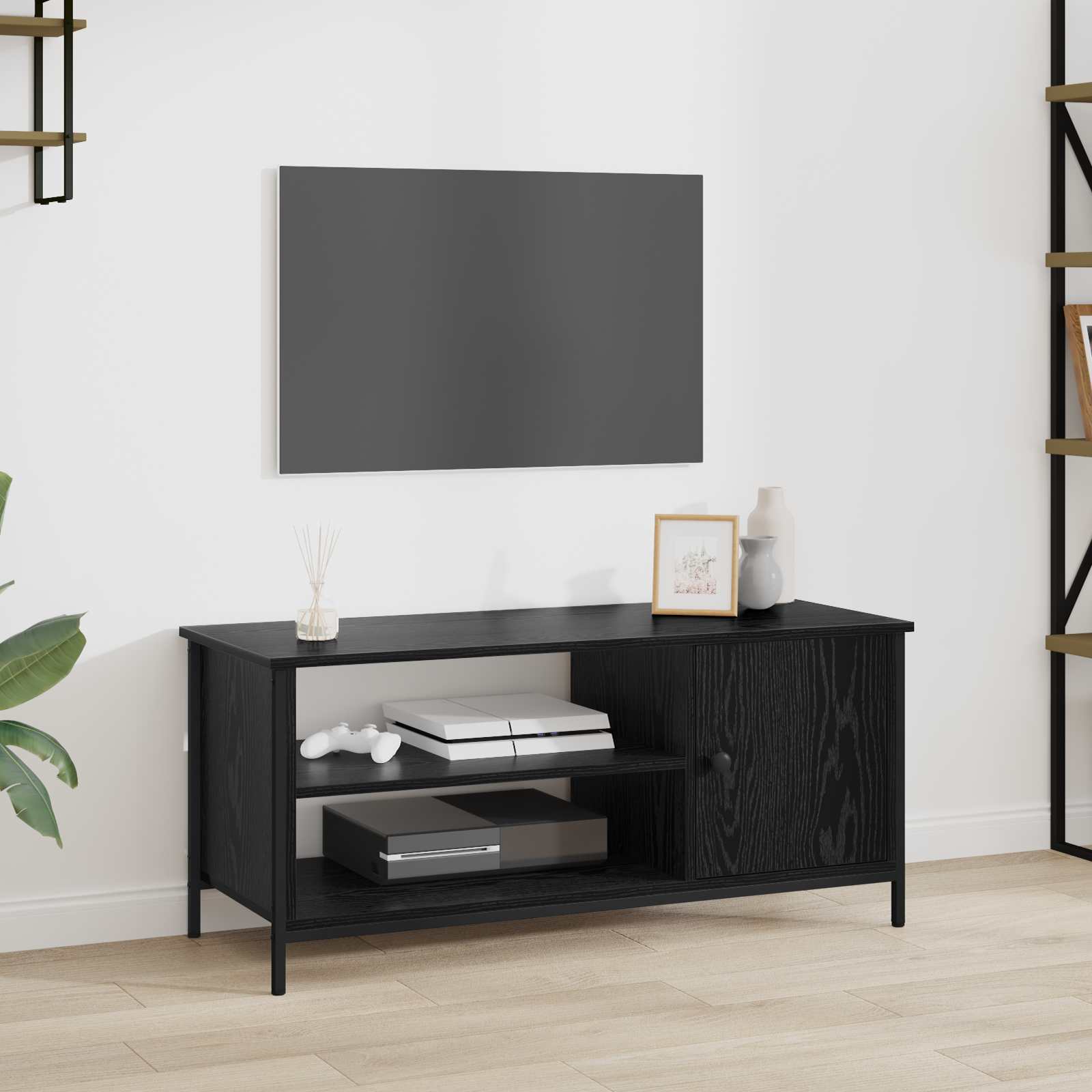 Televizní Skříň 100 X 40 X 45 Cm Černý Dub Kompozitní Dřevo