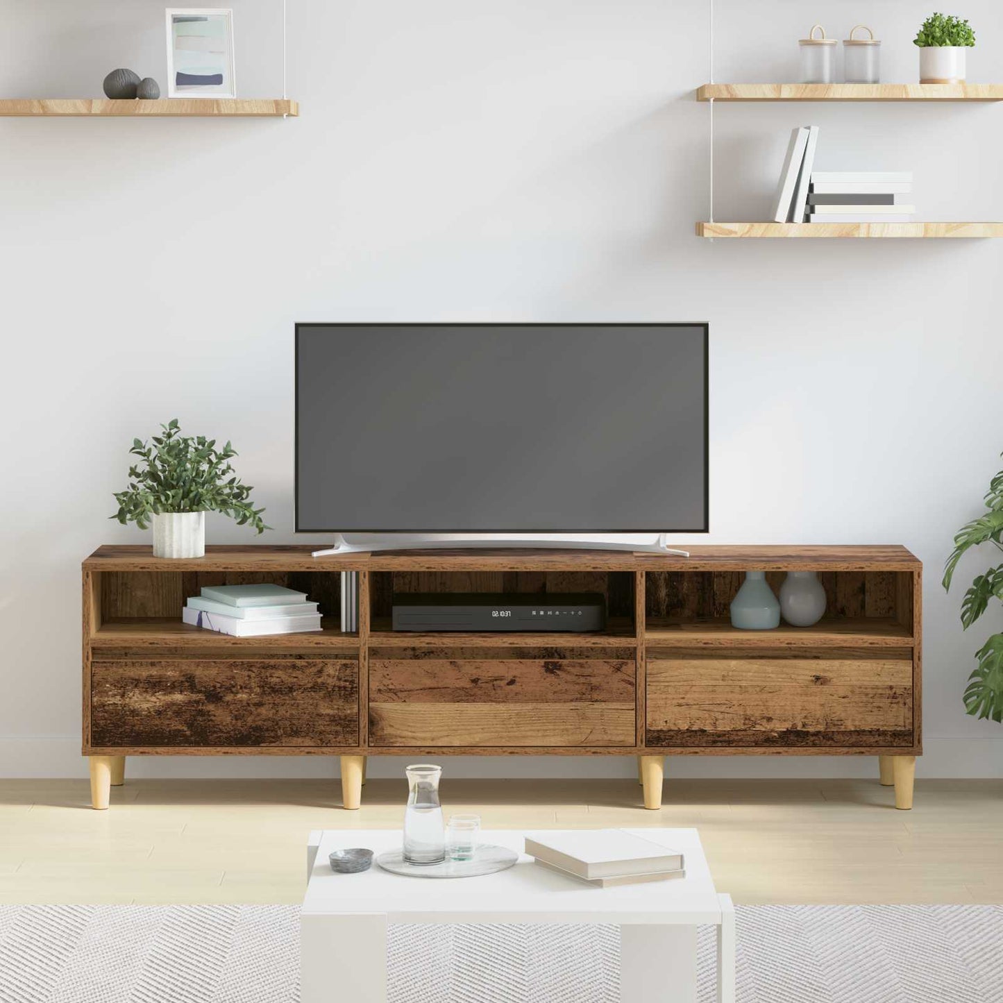 Televizní Skříň 150 X 30 X 45 Cm Staré Dřevo Kompozitní Dřevo