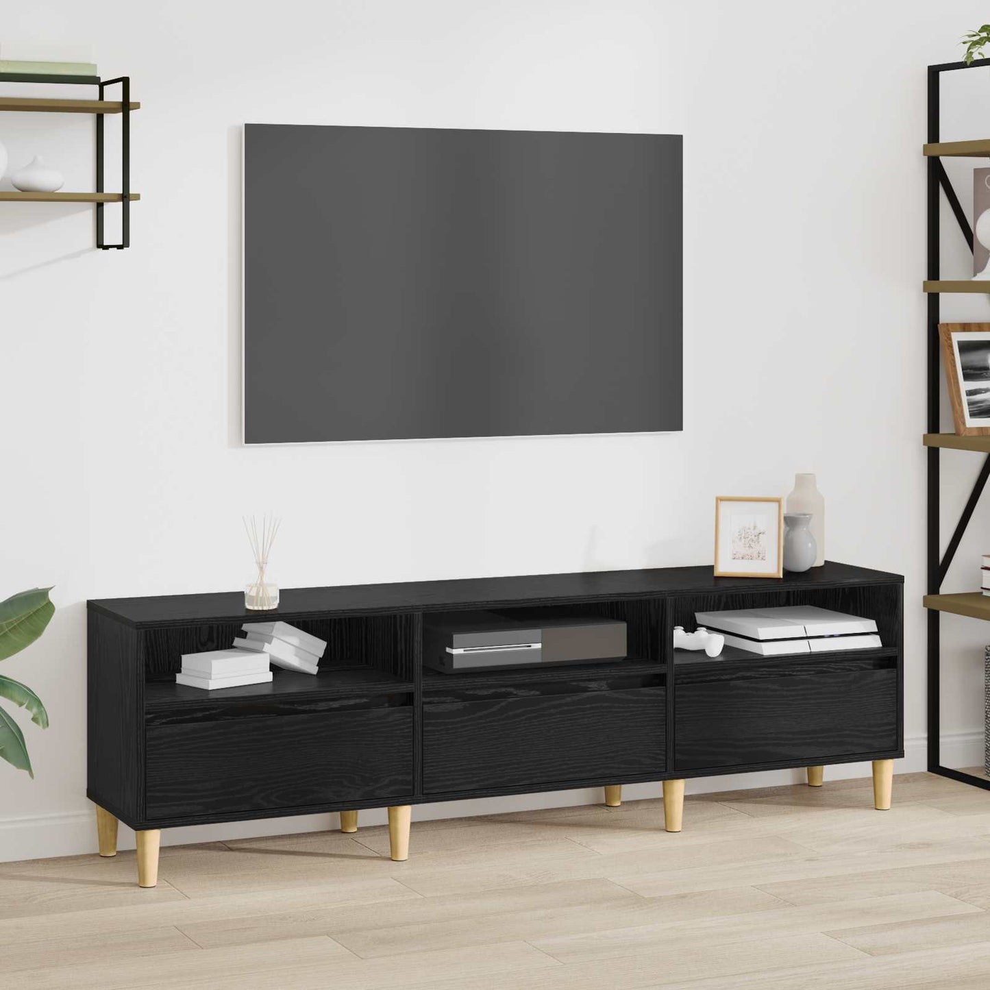 Televizní Skříň 150 X 30 X 45 Cm Černý Dub Kompozitní Dřevo