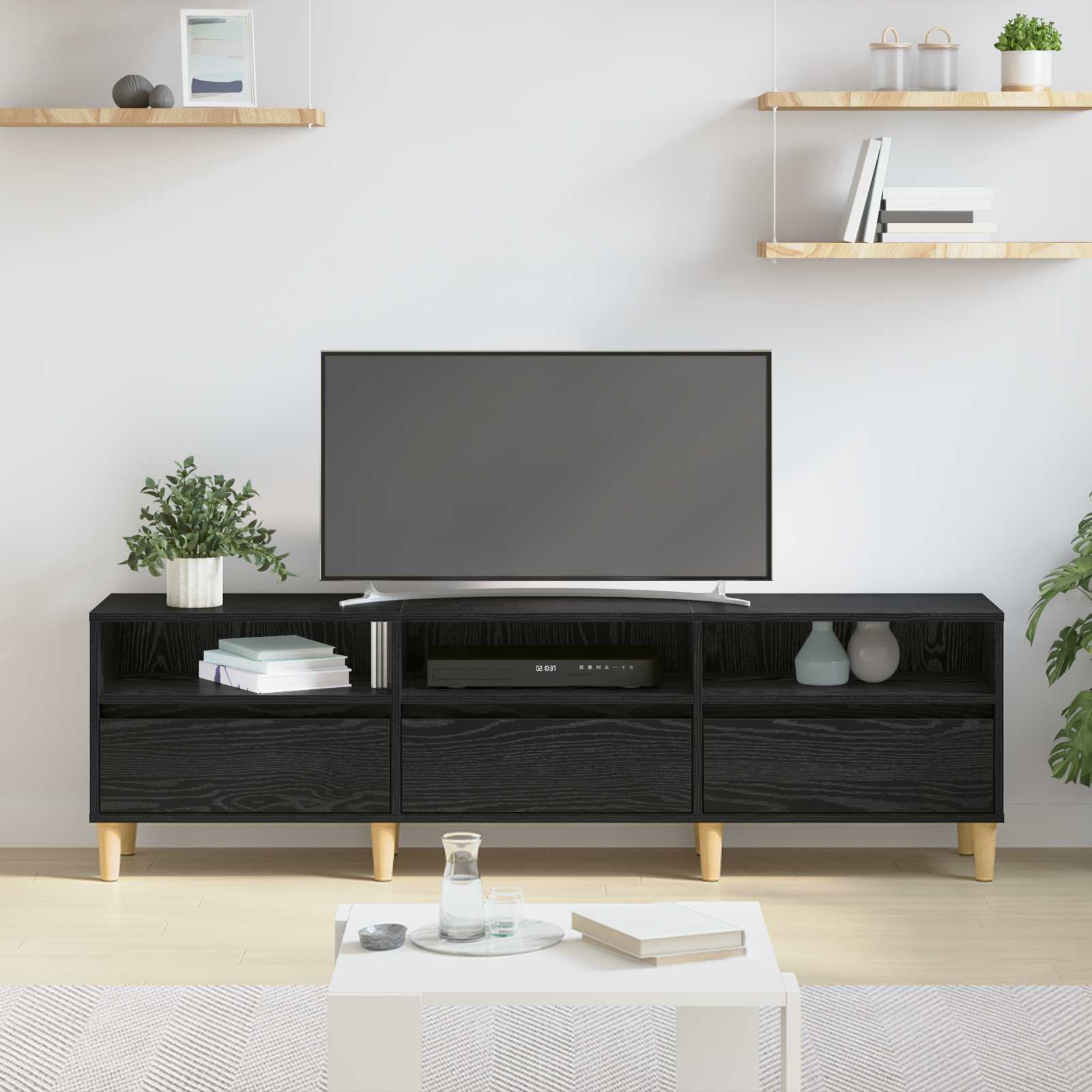 Televizní Skříň 150 X 30 X 45 Cm Černý Dub Kompozitní Dřevo