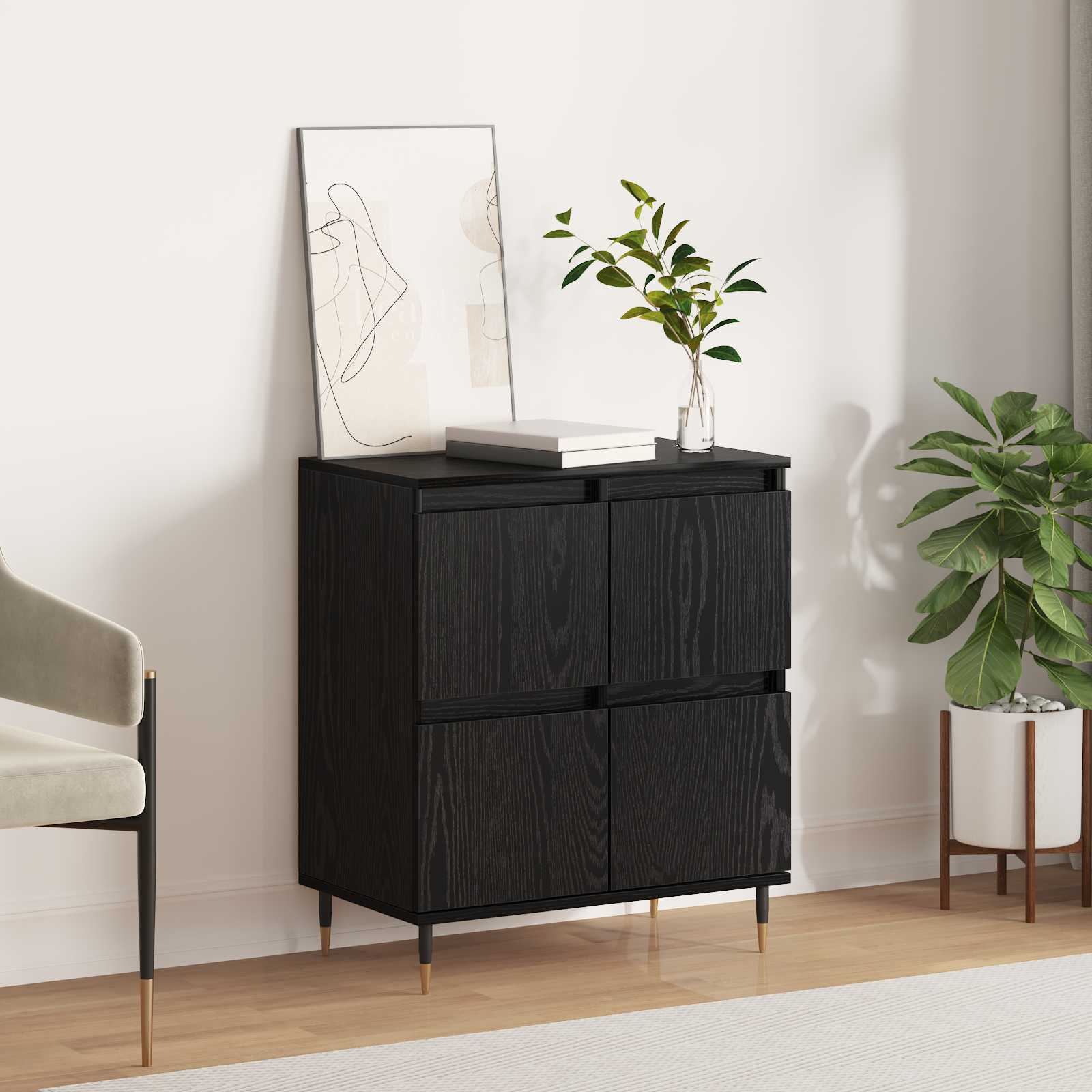 Servírovací Skříň Černý Dub 60 X 35 X 70 Cm