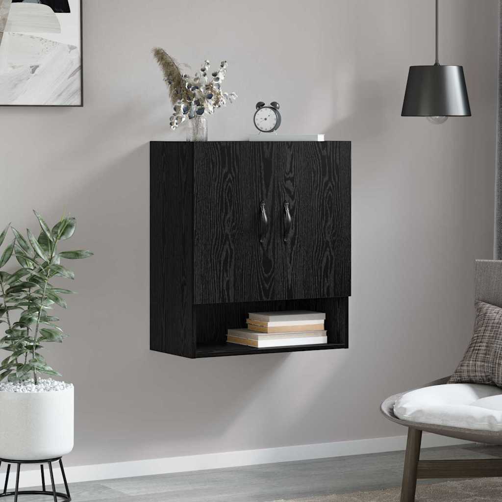 Nástěnná Skříň 60 X 31 X 70 Cm Kompozitní Dřevo Černý Dub