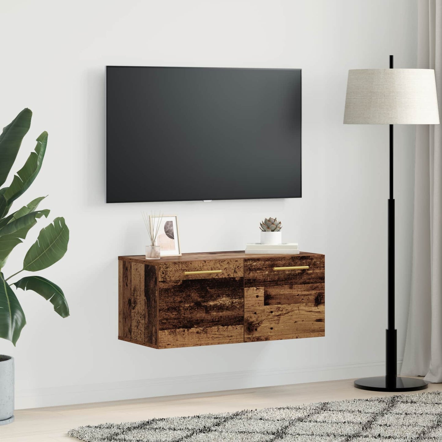 Nástěnná Skříňka 80 X 36.5 X 35 Cm Kompozitní Dřevo Staré Dřevo