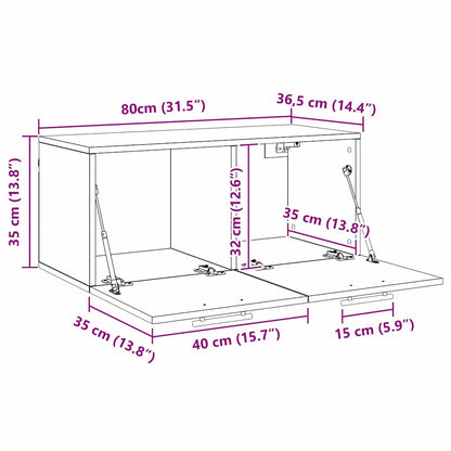 Nástěnná Skříňka 80 X 36.5 X 35 Cm Kompozitní Dřevo Staré Dřevo