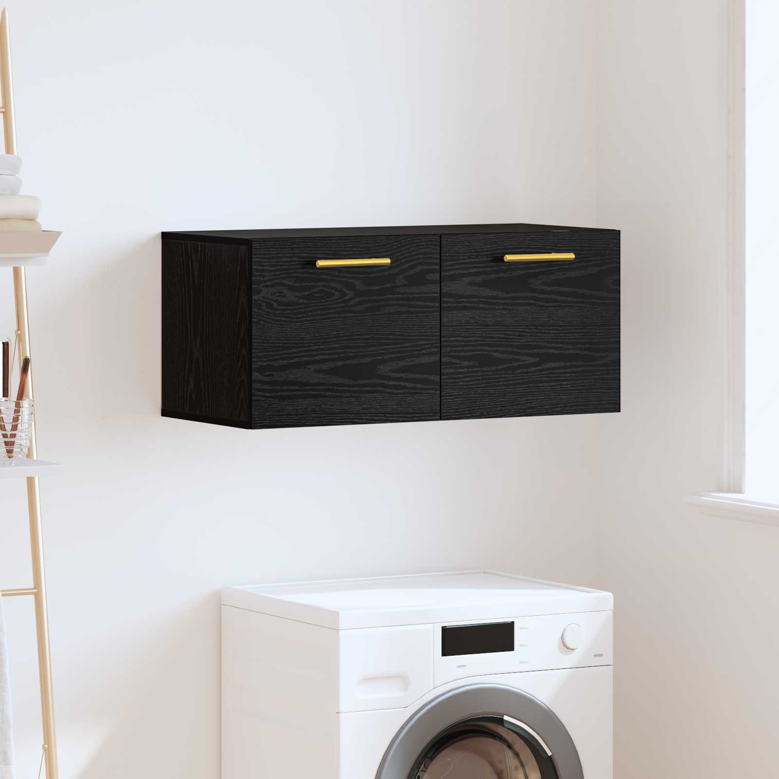 Nástěnná Skříňka 80 X 36.5 X 35 Cm Kompozitní Dřevo Černý Dub