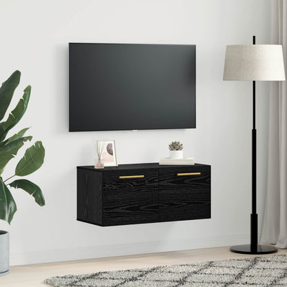 Nástěnná Skříňka 80 X 36.5 X 35 Cm Kompozitní Dřevo Černý Dub