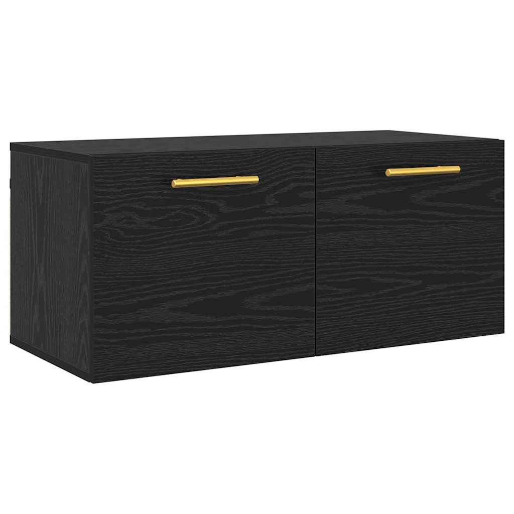 Nástěnná Skříňka 80 X 36.5 X 35 Cm Kompozitní Dřevo Černý Dub