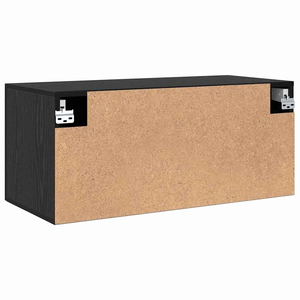 Nástěnná Skříňka 80 X 36.5 X 35 Cm Kompozitní Dřevo Černý Dub