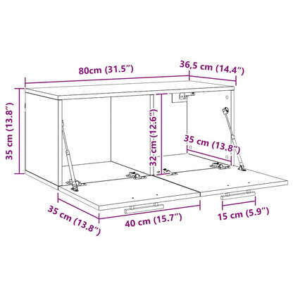 Nástěnná Skříňka 80 X 36.5 X 35 Cm Kompozitní Dřevo Staré Dřevo