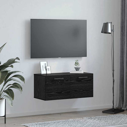 Nástěnná Skříňka 80 X 36.5 X 35 Cm Kompozitní Dřevo Černý Dub