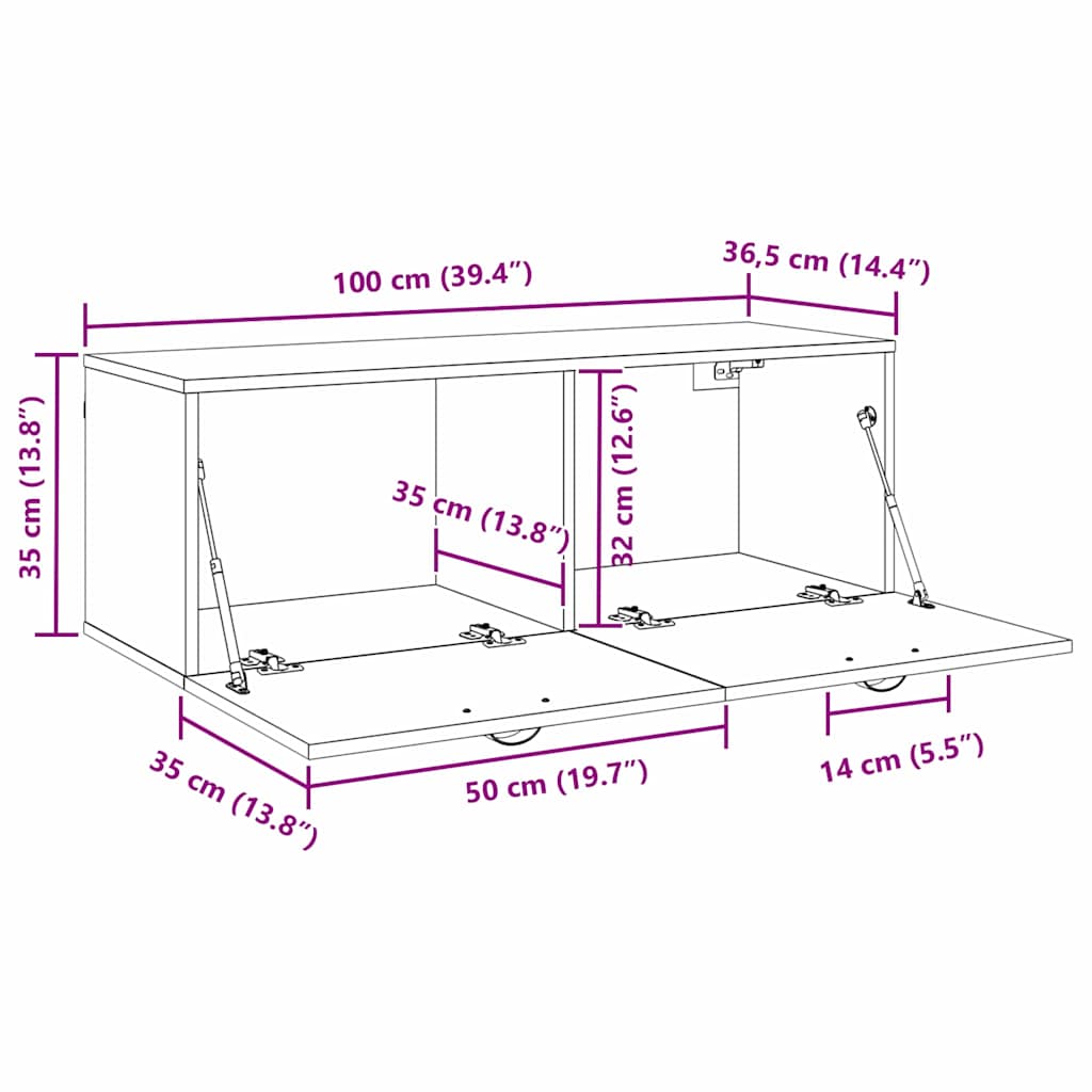 Nástěnná Skříň 100 X 36,5 X 35 Cm Kompozitní Dřevo Staré Dřevo