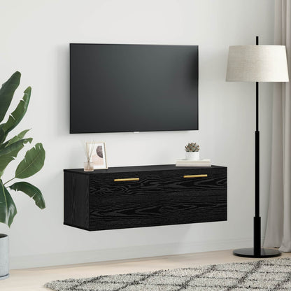 Nástěnná Skříňka 100 X 36.5 X 35 Cm Kompozitní Dřevo Černý Dub