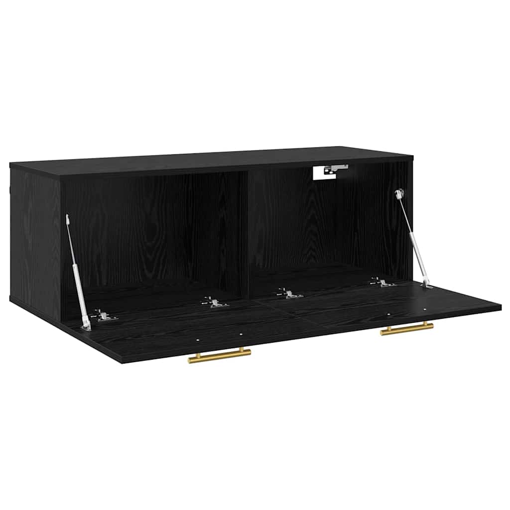 Nástěnná Skříňka 100 X 36.5 X 35 Cm Kompozitní Dřevo Černý Dub