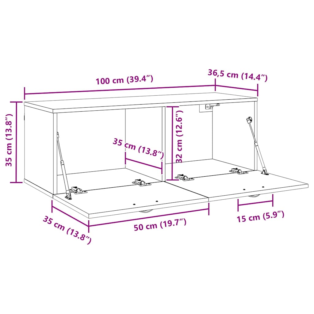 Nástěnná Skříň 100 X 36,5 X 35 Cm Kompozitní Dřevo Staré Dřevo