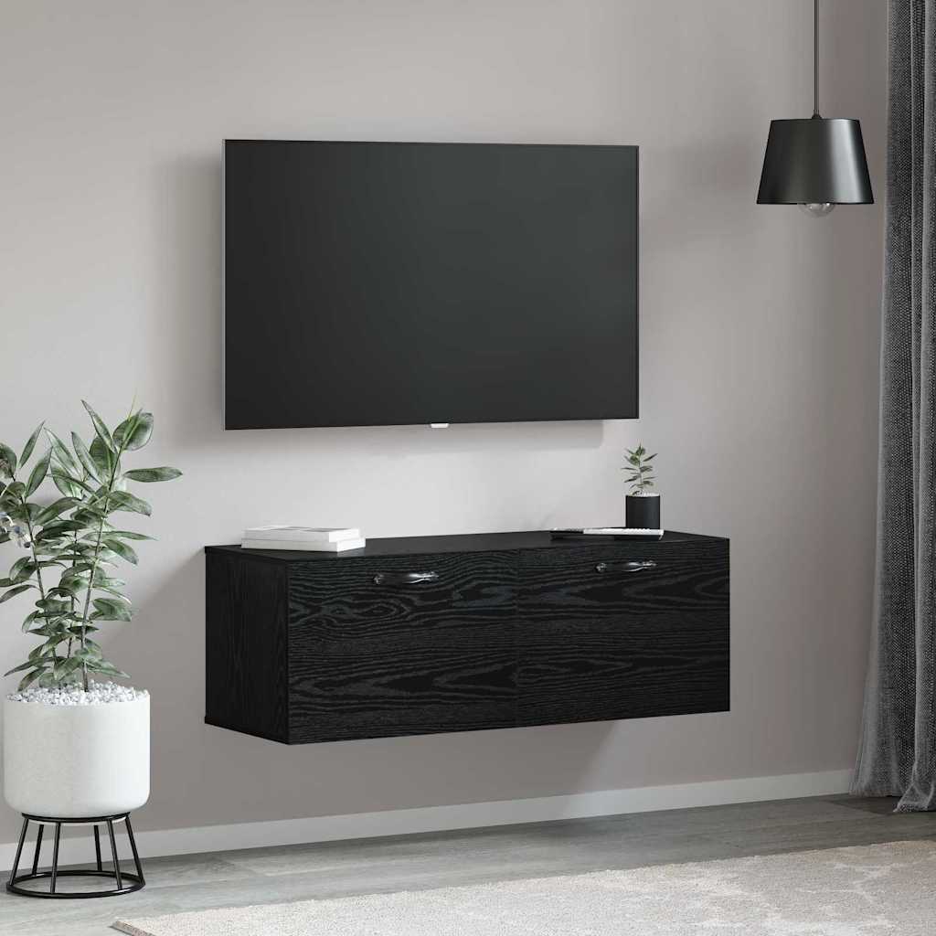 Nástěnná Skříň 100 X 36,5 X 35 Cm Kompozitní Dřevo Černý Dub