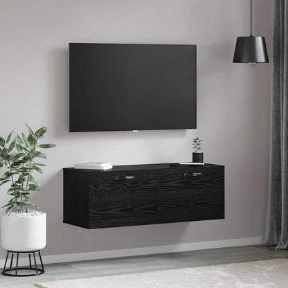 Nástěnná Skříň 100 X 36,5 X 35 Cm Kompozitní Dřevo Černý Dub