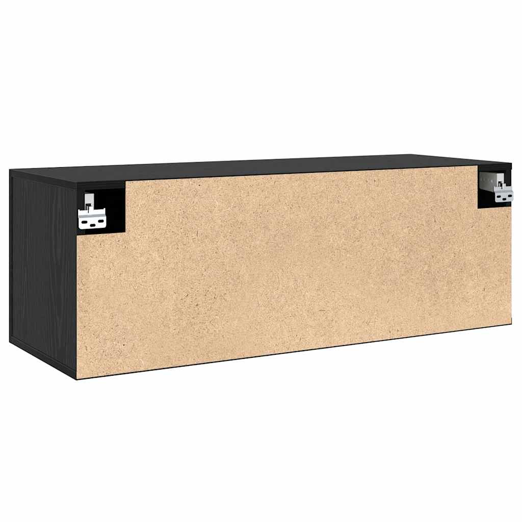 Nástěnná Skříň 100 X 36,5 X 35 Cm Kompozitní Dřevo Černý Dub