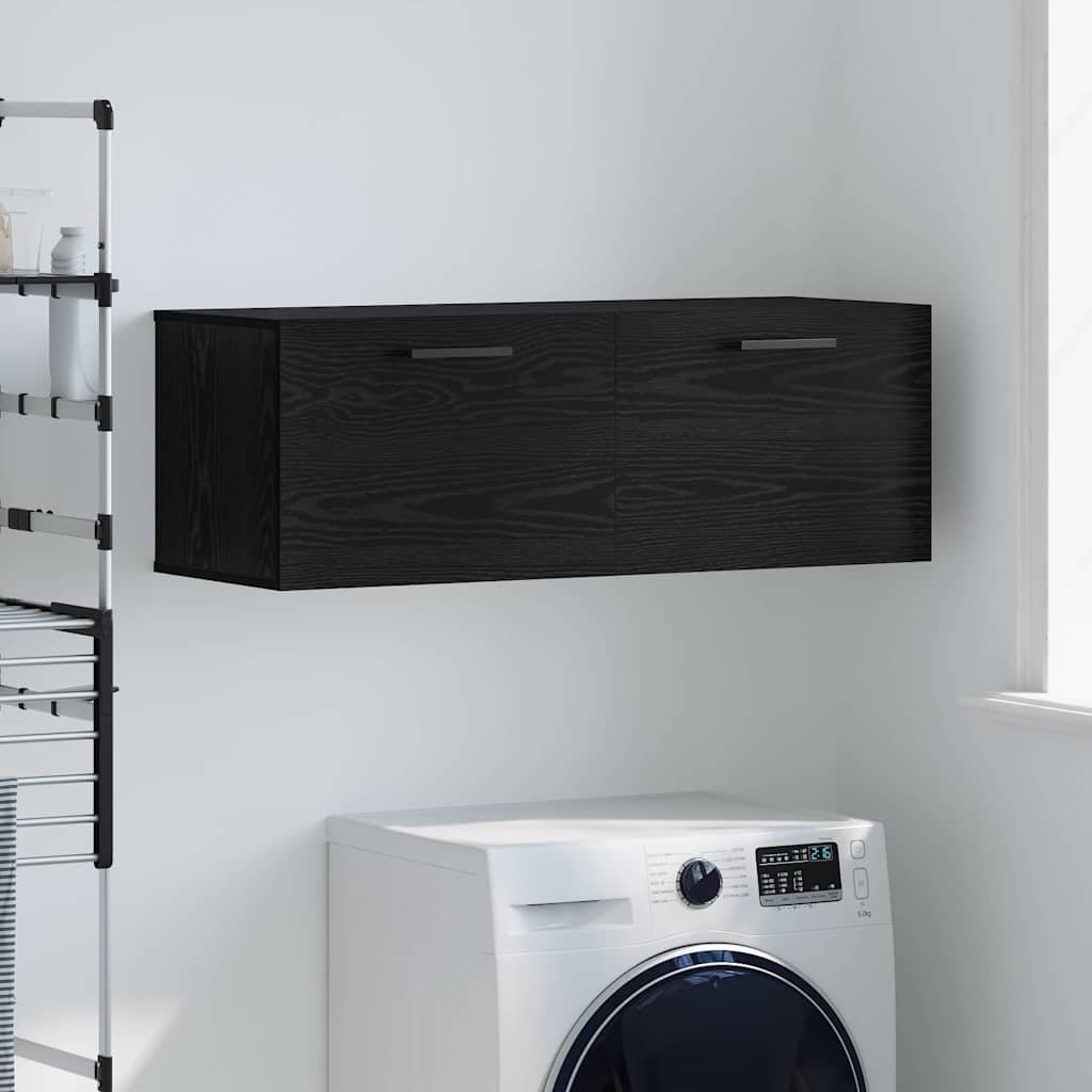 Nástěnná Skříňka 100 X 36.5 X 35 Cm Kompozitní Dřevo Černý Dub