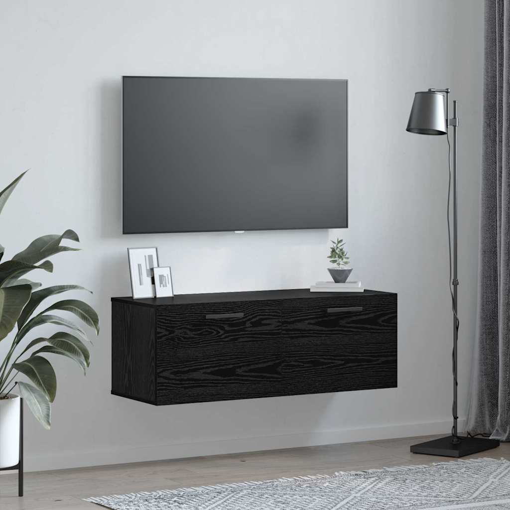 Nástěnná Skříňka 100 X 36.5 X 35 Cm Kompozitní Dřevo Černý Dub